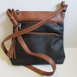 *Masintor Black and Brown Shoulder Pebbled Faux Leather